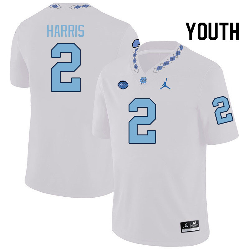 Youth #2 Jakeen Harris North Carolina Tar Heels College Football Jerseys Stitched-White